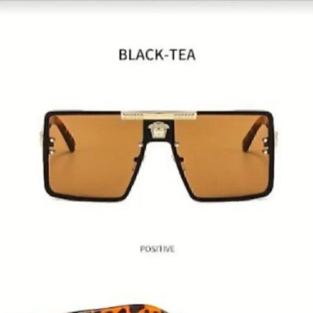Sunglasses Fashionable Large Square Brown Leopard Black Frame